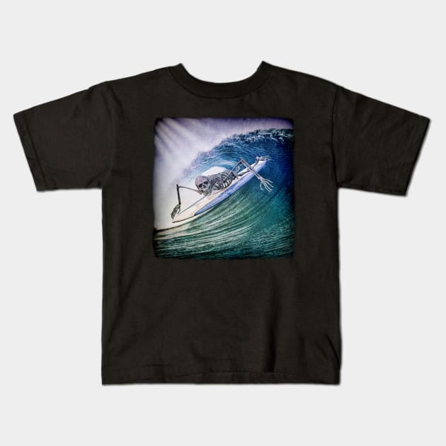 I surf forever skeleton freedom birthday trend Kids T-Shirt by UMF - Fwo Faces Frog